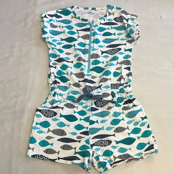 D* Re Me - Fish Patterned Romper in Blue and Gray - Picture 1 of 4